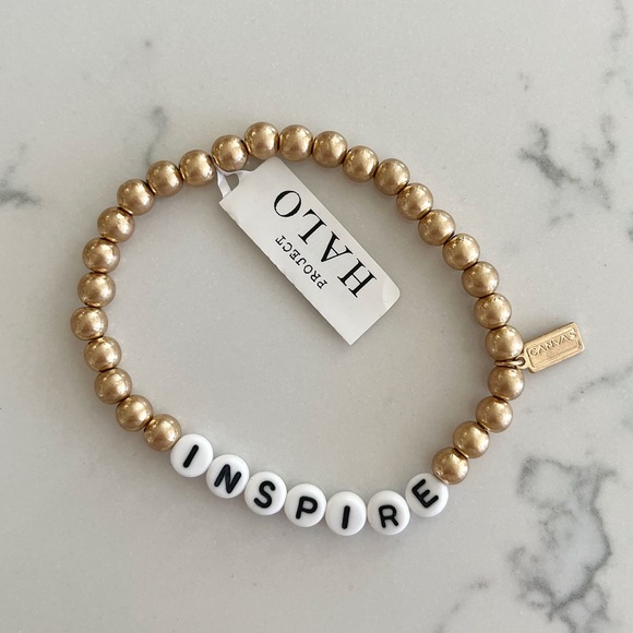 Canvas Jewelry - “Inspire” Gold Beaded Word Bracelet